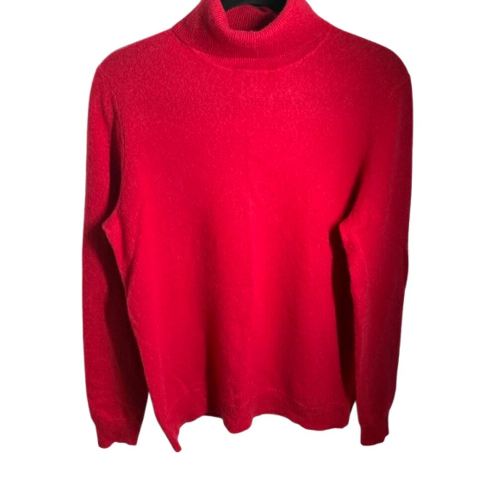 Sutton Studio 100% Cashmere Red Turtleneck Sweater Women’s Large Quiet Luxury
